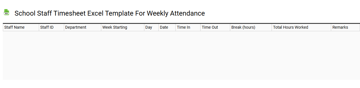 School staff timesheet Excel template for weekly attendance