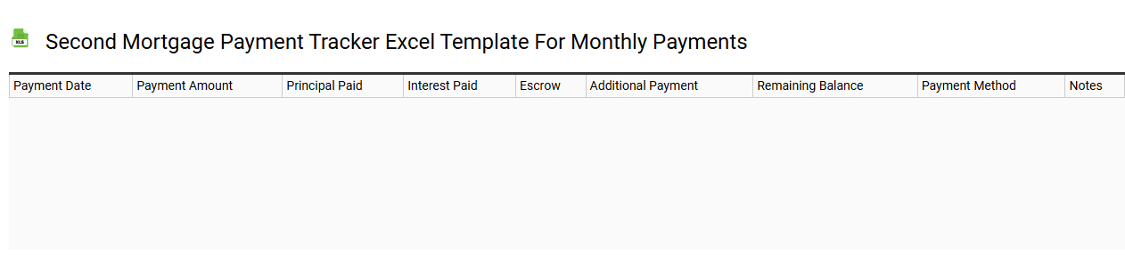Second mortgage payment tracker Excel template for monthly payments