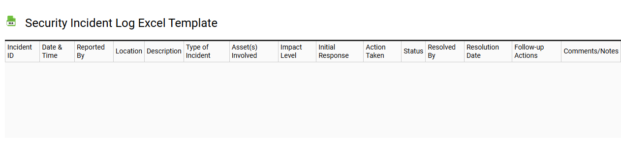 Security incident log Excel template