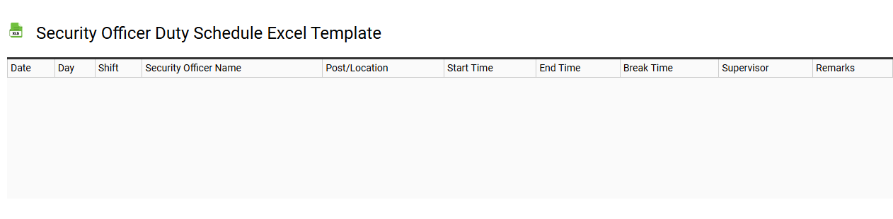 Security officer duty schedule Excel template