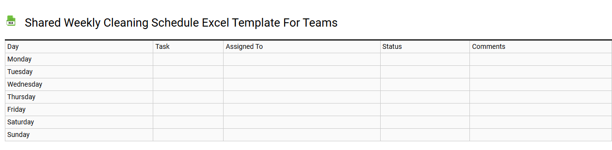 Shared weekly cleaning schedule Excel template for teams