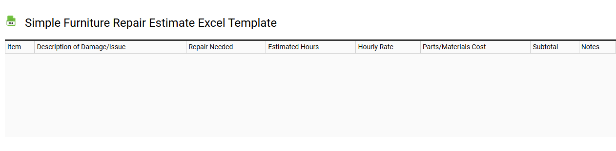 Simple furniture repair estimate Excel template