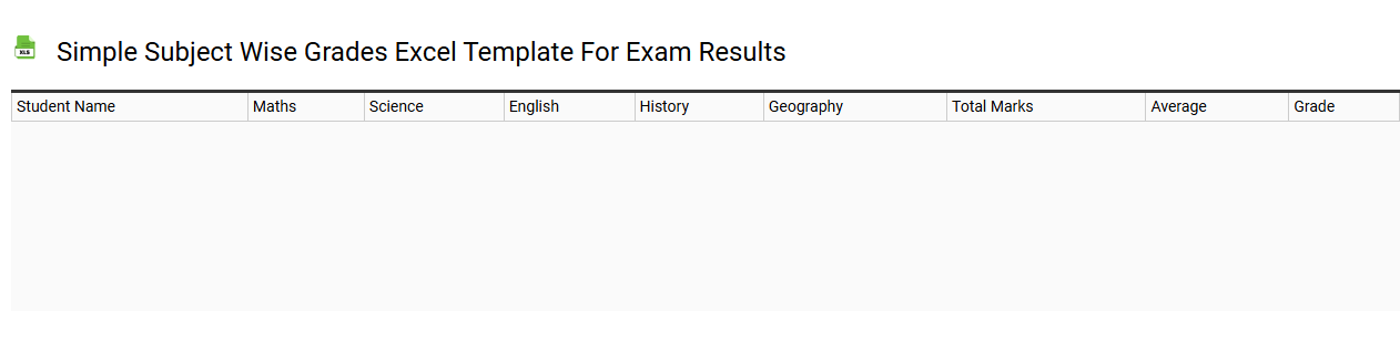 Simple subject wise grades Excel template for exam results