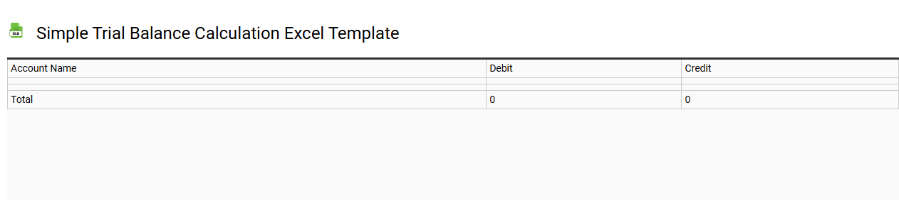 Simple trial balance calculation Excel template