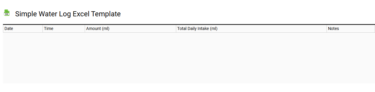 Simple water log Excel template
