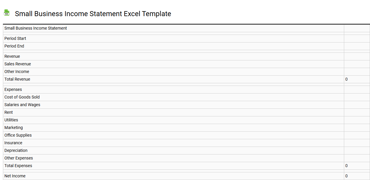 Small business income statement Excel template