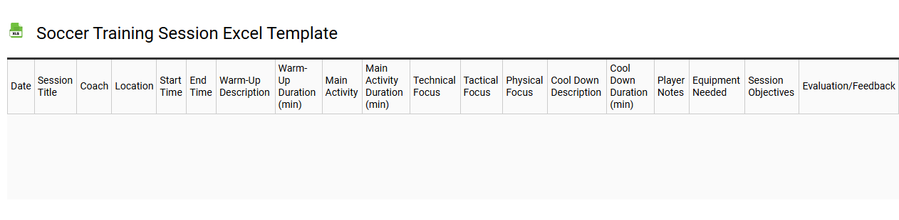 Soccer training session Excel template