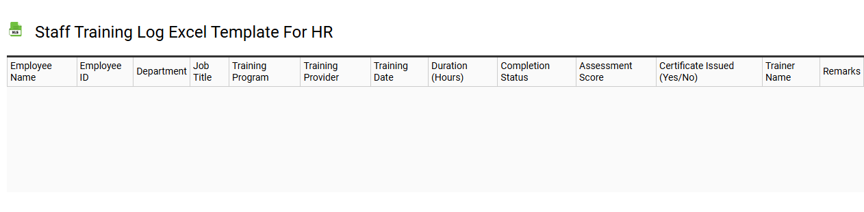 Staff training log Excel template for HR