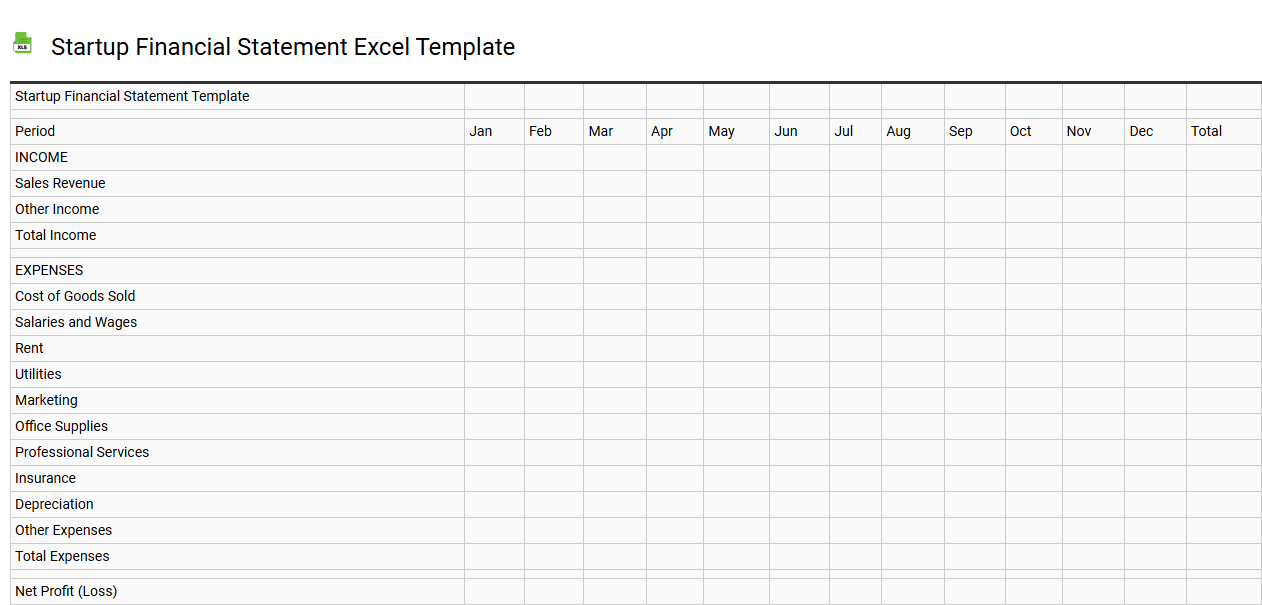 Startup financial statement Excel template