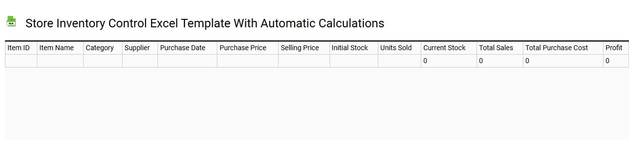 Store inventory control Excel template with automatic calculations