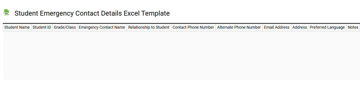 Student emergency contact details Excel template