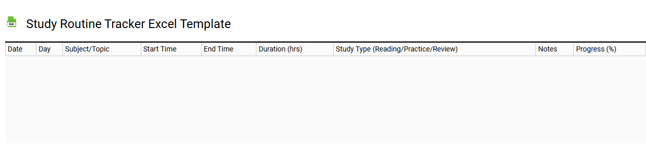 Study routine tracker Excel template