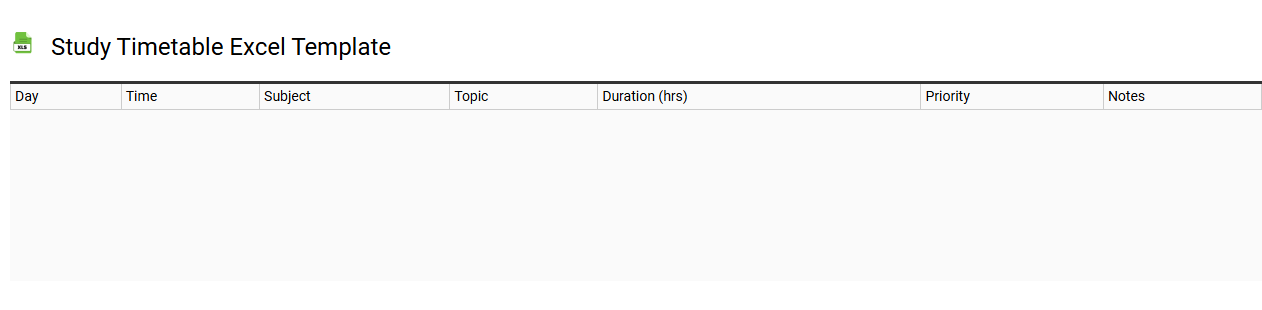 Study timetable Excel template