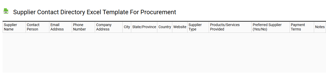 Supplier contact directory Excel template for procurement