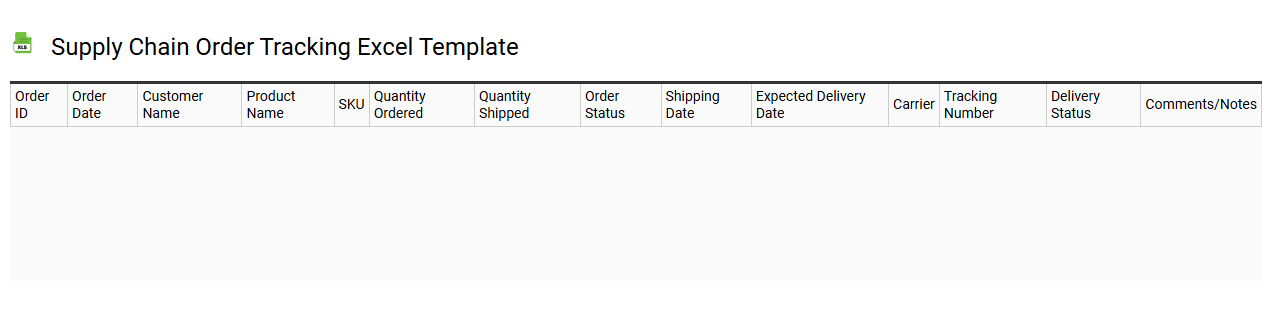 Supply chain order tracking Excel template