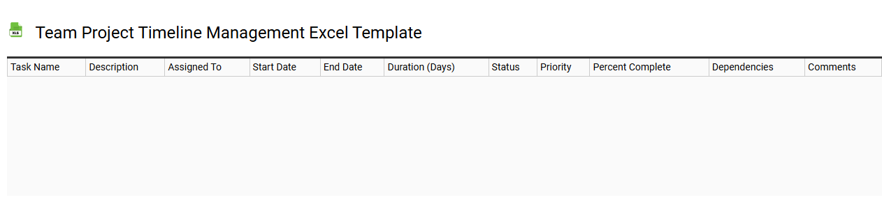 Team project timeline management Excel template