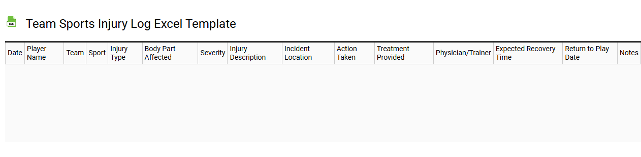 Team sports injury log Excel template