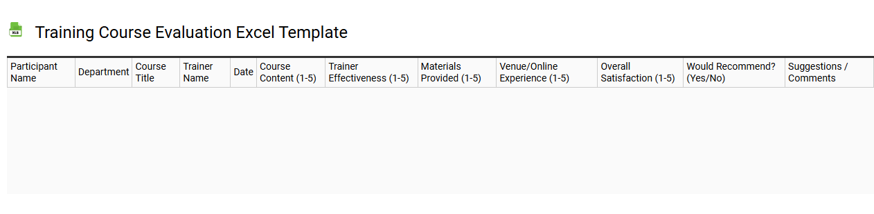 Training course evaluation Excel template