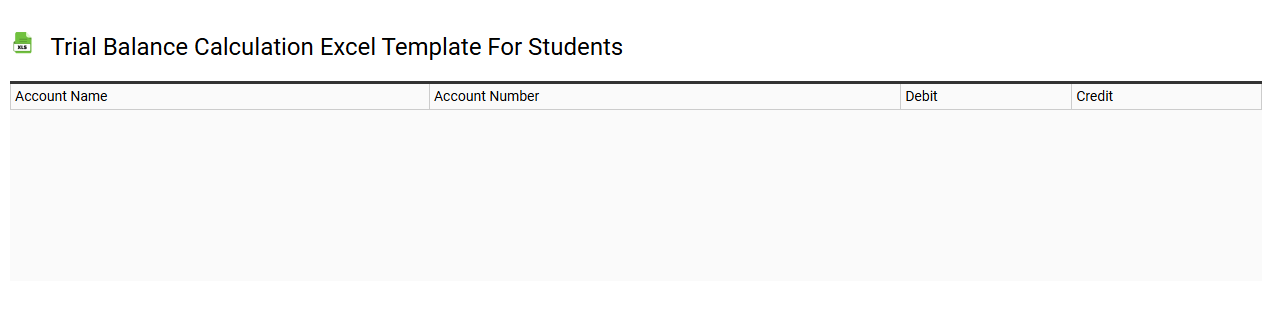 Trial balance calculation Excel template for students