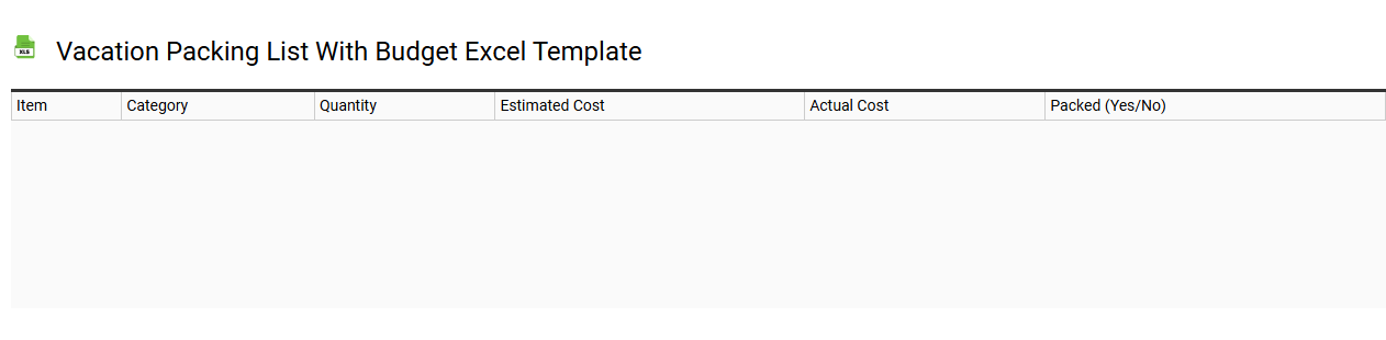 Vacation packing list with budget Excel template