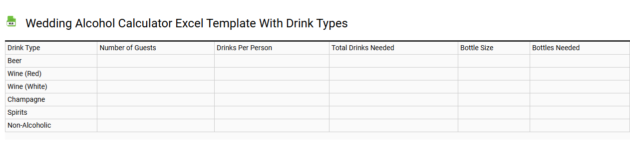 Wedding alcohol calculator Excel template with drink types