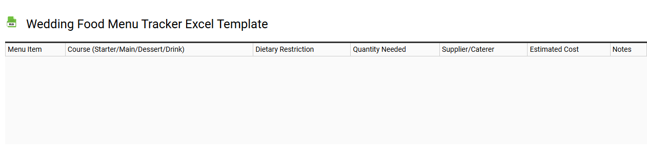Wedding food menu tracker Excel template