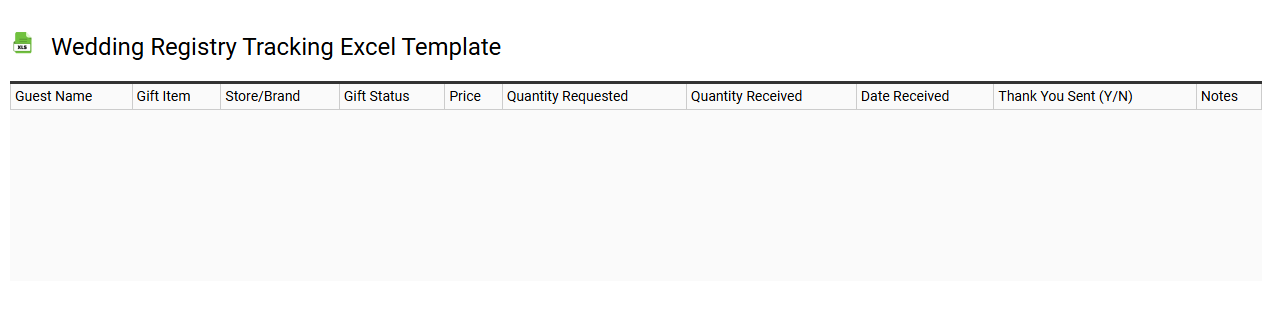 Wedding registry tracking Excel template
