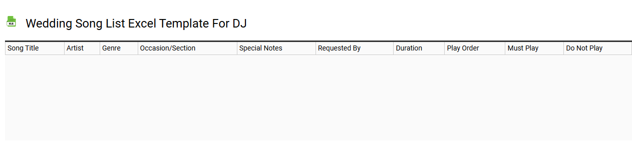Wedding song list Excel template for DJ
