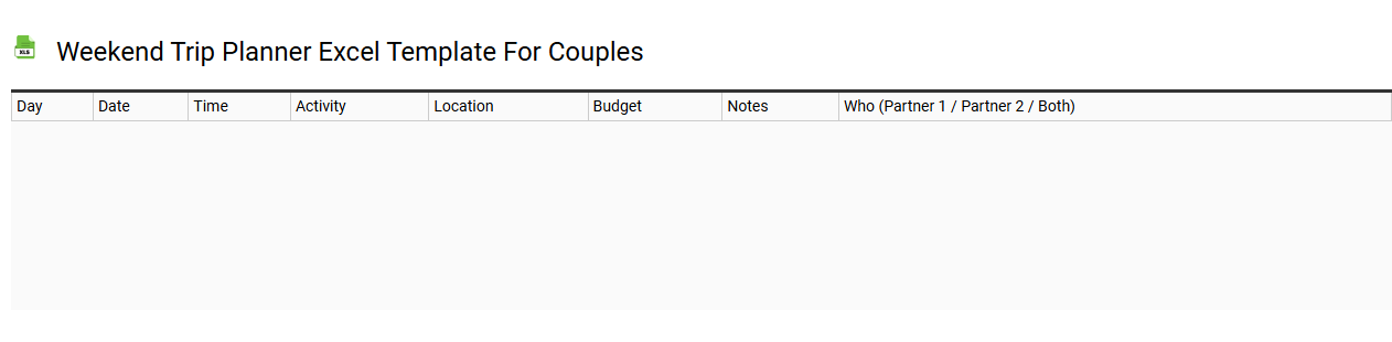 Weekend trip planner Excel template for couples