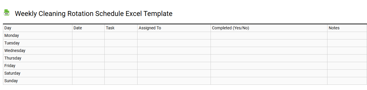 Weekly cleaning rotation schedule Excel template