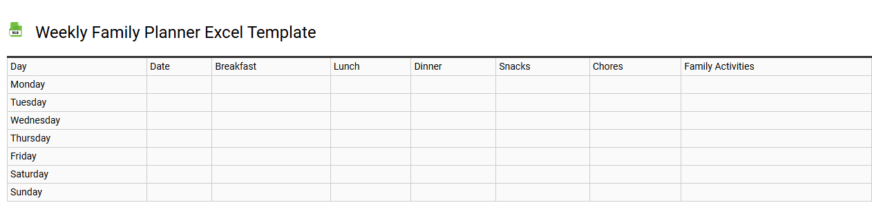 Weekly family planner Excel template