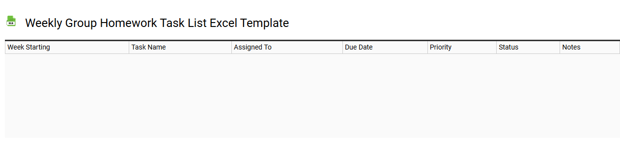Weekly group homework task list Excel template