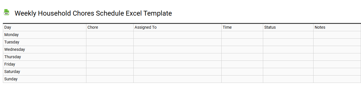 Weekly household chores schedule Excel template