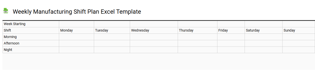Weekly manufacturing shift plan Excel template