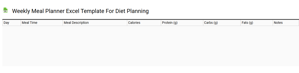Weekly meal planner Excel template for diet planning
