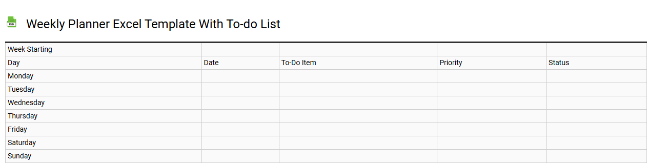 Weekly planner Excel template with to-do list