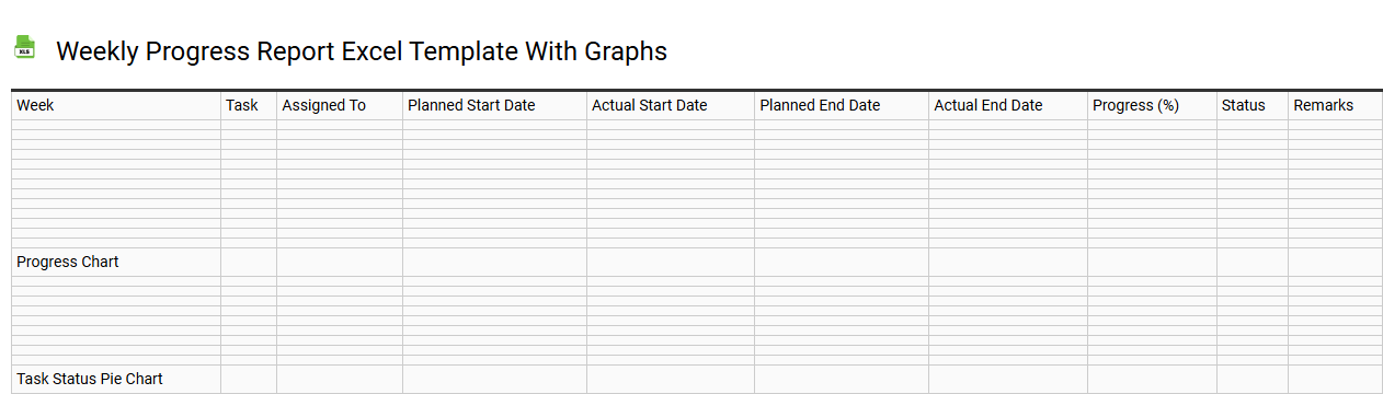 Weekly progress report Excel template with graphs