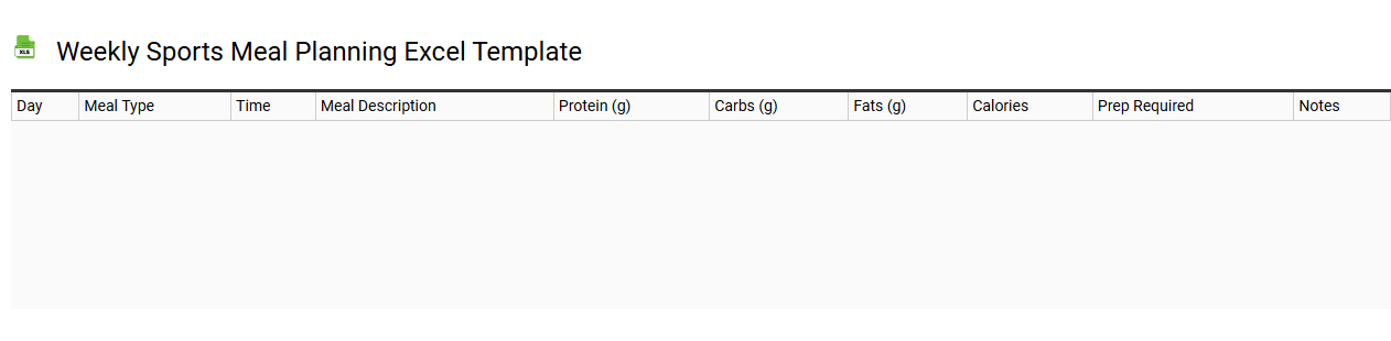Weekly sports meal planning Excel template