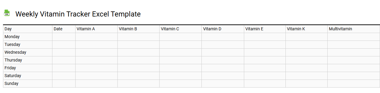 Weekly vitamin tracker Excel template