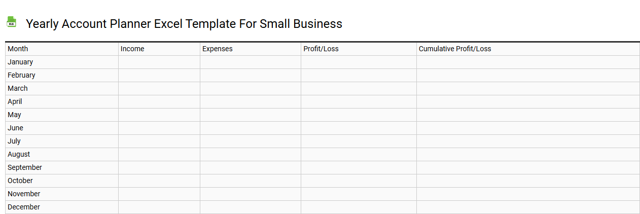 Yearly account planner Excel template for small business