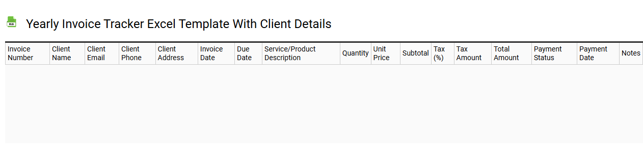 Yearly invoice tracker Excel template with client details