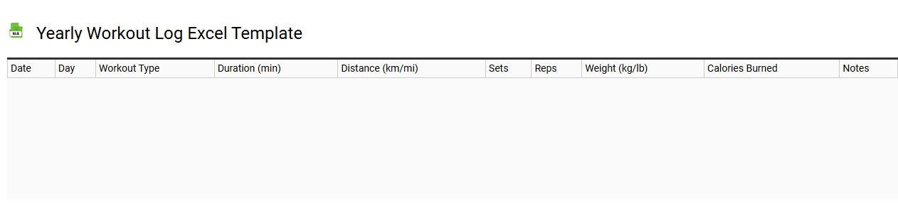 Yearly workout log Excel template