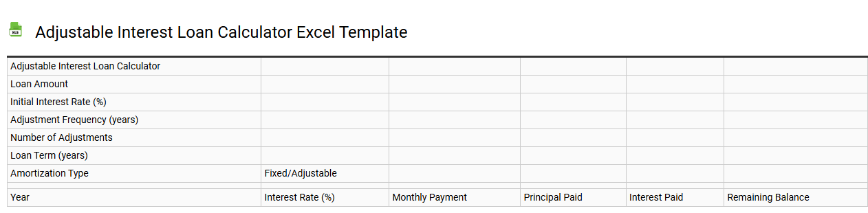 Adjustable interest loan calculator Excel template