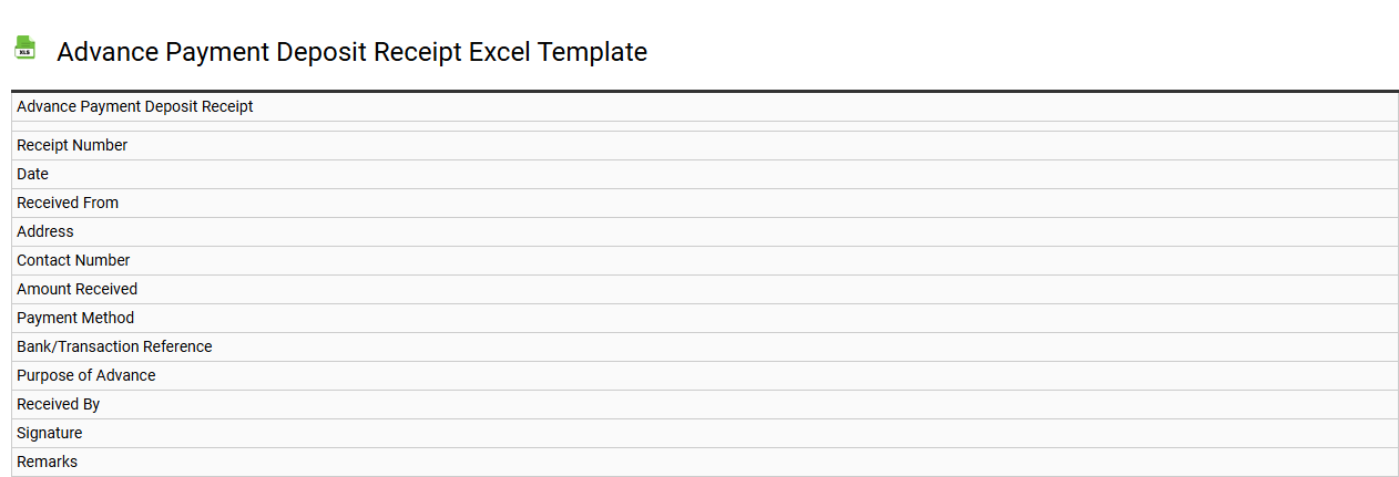 Advance payment deposit receipt Excel template