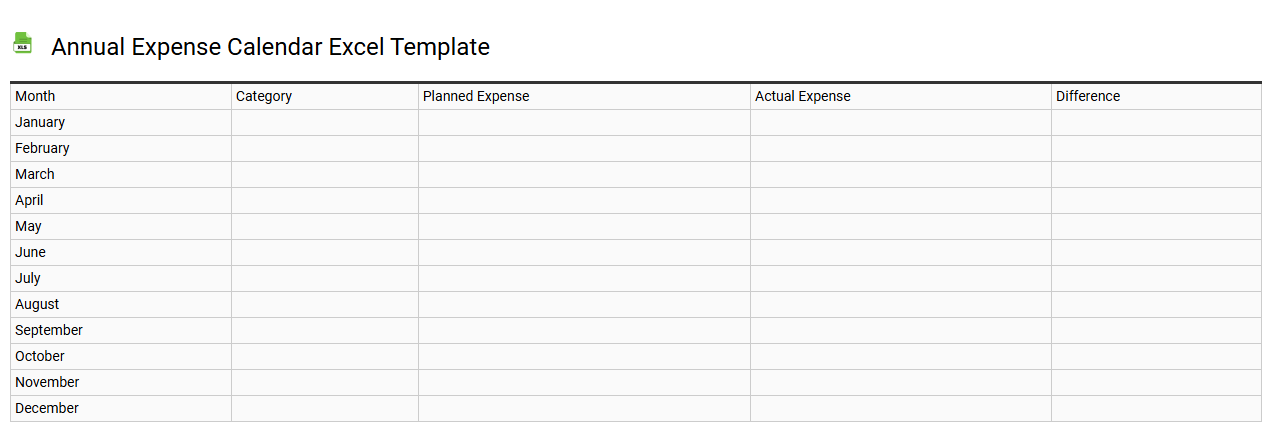 Annual expense calendar Excel template