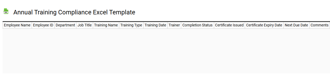 Annual training compliance Excel template