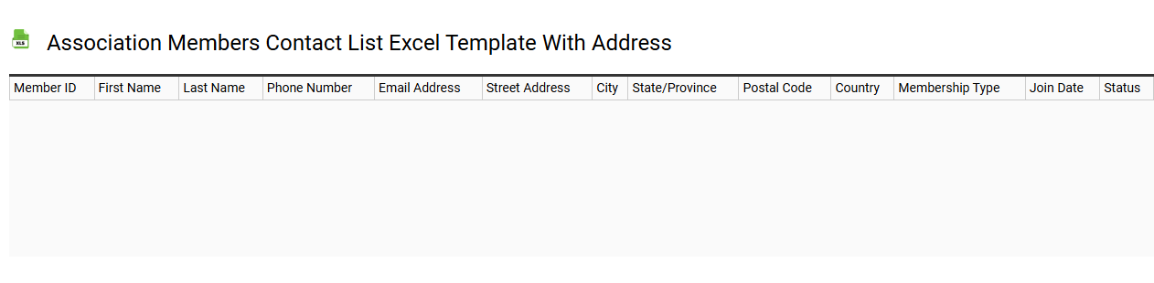 Association members contact list Excel template with address