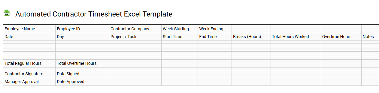 Automated contractor timesheet Excel template