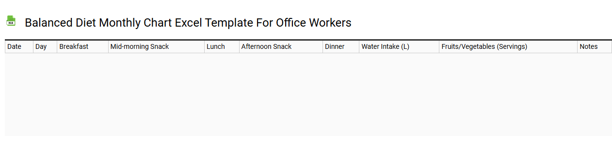 Balanced diet monthly chart Excel template for office workers