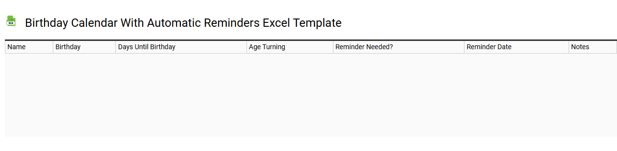 Birthday calendar with automatic reminders Excel template